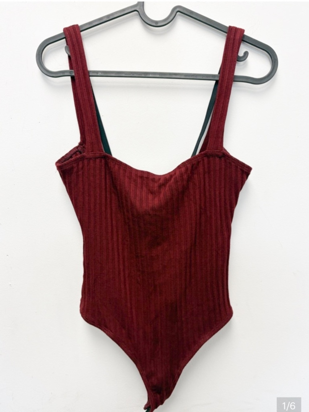 the Range ribbed Burgundy and black bodysuit